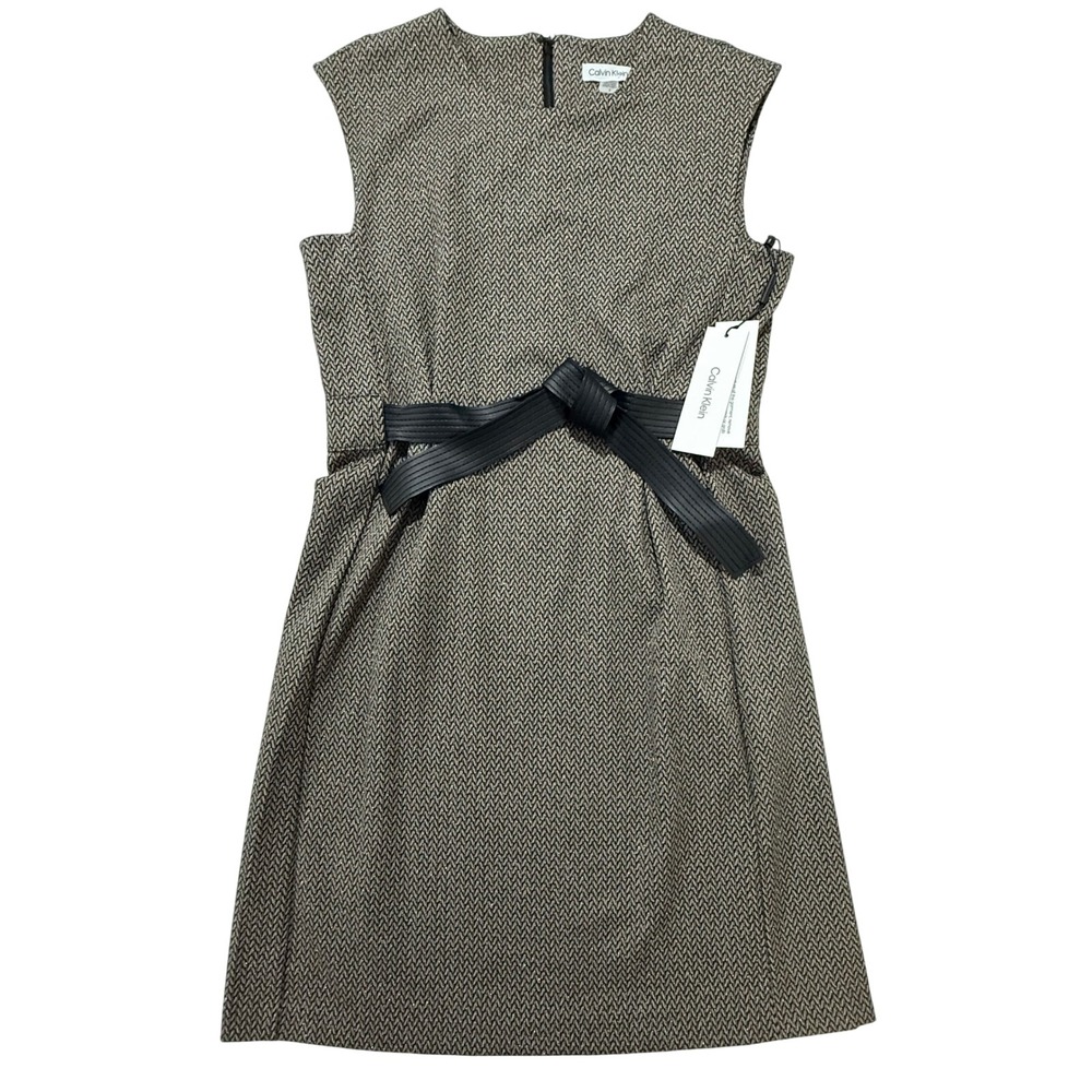 Calvin Klein Women's Dress Size 8 Sleeveless Sheath Herringbone Career NWT 248